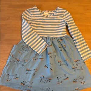 Hanna Andersson Blue Striped Unicorn Dress